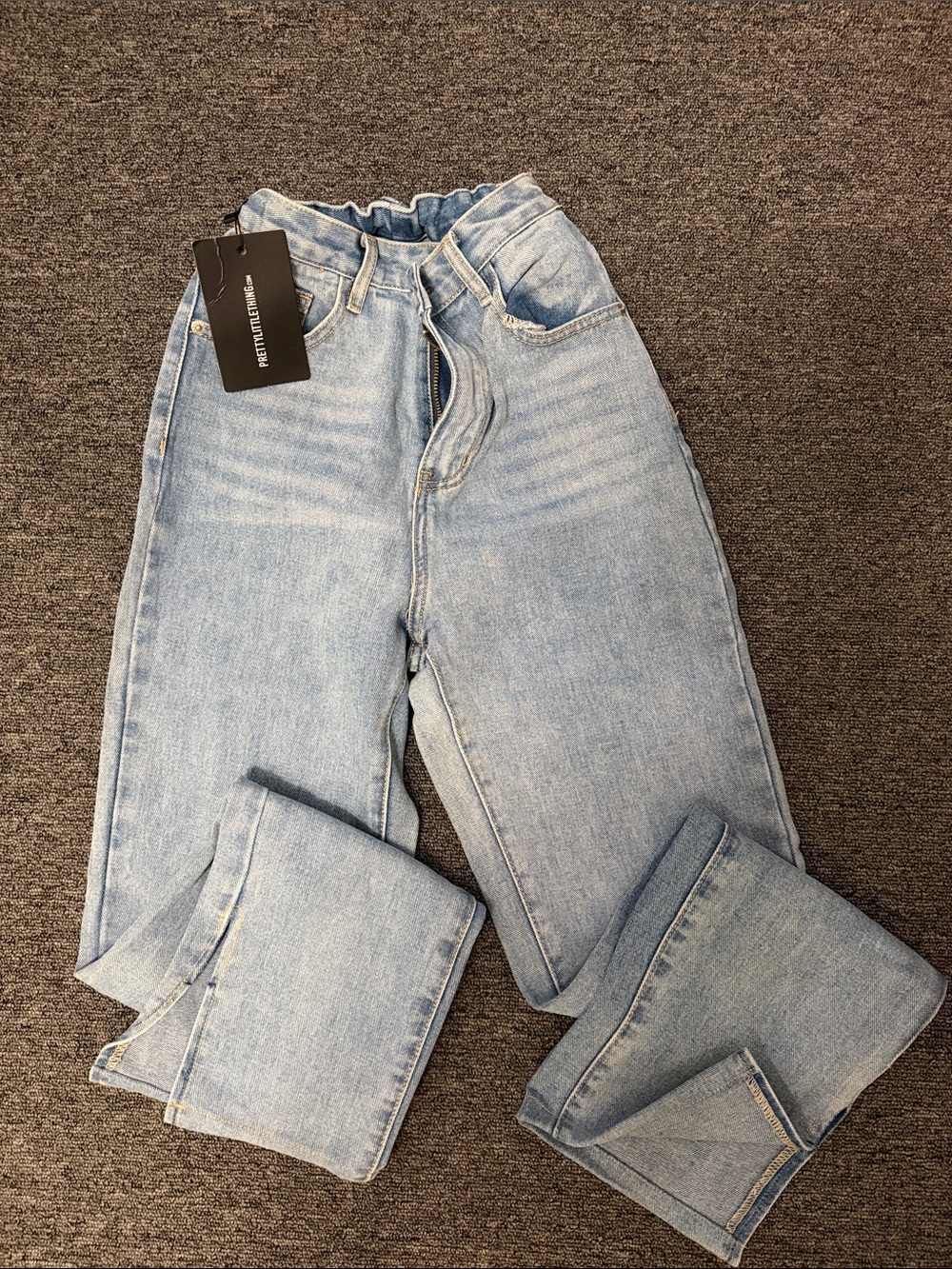 PrettyLittleThing Light Blue High-Rise Paperbag Jeans